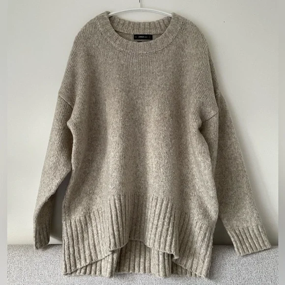 Zara Wool Blend Sweater in Light Gray Beige Size S - Picture 9 of 9